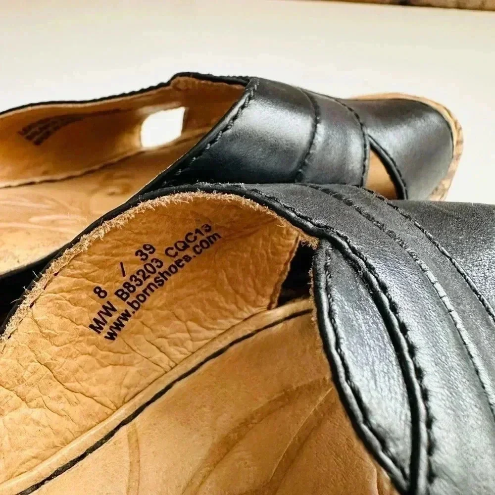 Born Strap Leather Wedged Sandals